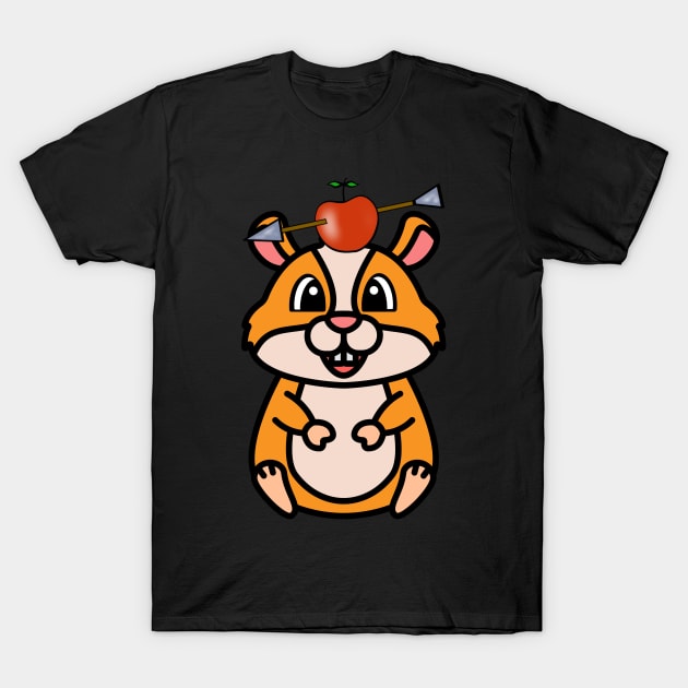 Cute hamster has an apple and arrow on head T-Shirt by Pet Station